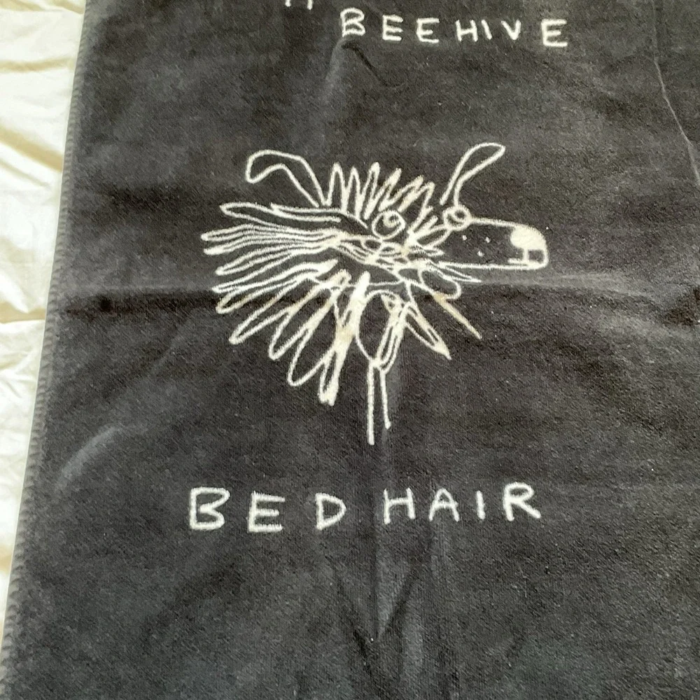 Pottery Barn Teen Beach Towel Dog Humor Hairstyle Bangs Whimsical Designs Blue